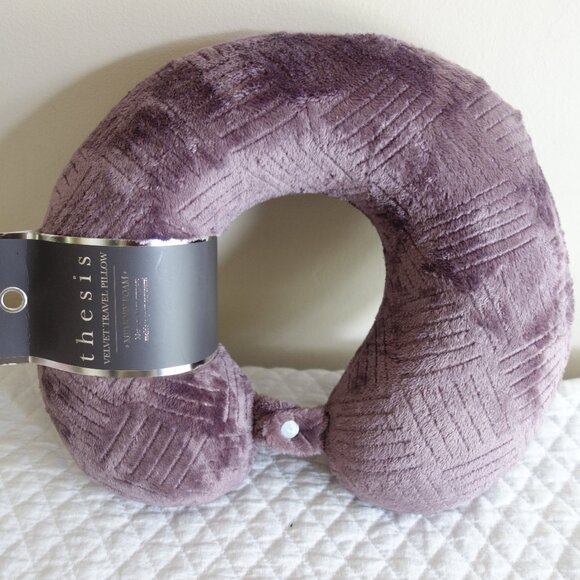 New THESIS Plum Velvet Travel Pillow w/ Memory Foam - Picture 1 of 4